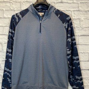 Peter Millar Performance Sport Perth Quarter Zip Blue Camo Large $165